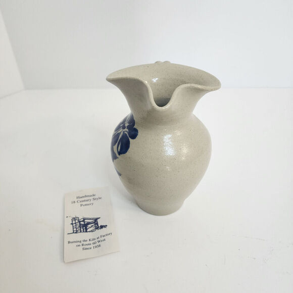 Williamsburg Pottery Factory Small Salt Glaze Stoneware Pitcher with Flower - Picture 5 of 8